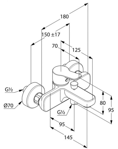 Смеситель для ванны и душа Kludi Pure&Easy хром 376810565